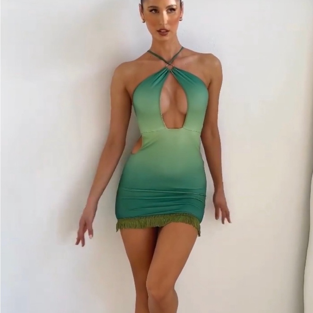 Elegant Green Halter Mini Dress
